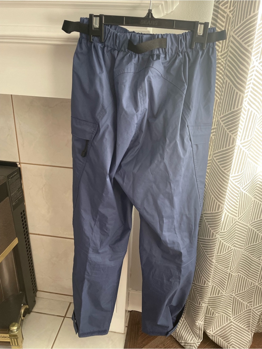 Wet skins Women's Rain pants Straight Leg Pants in Navy Blue with Black Belt - Picture 3 of 4
